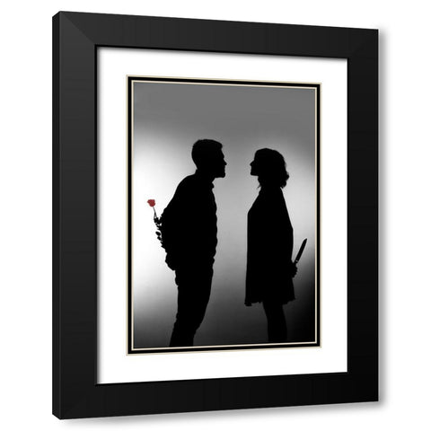 Man Meets Woman Black Modern Wood Framed Art Print with Double Matting by Vareille, Julien