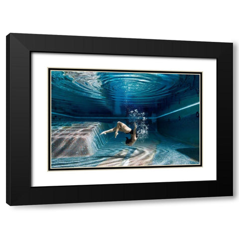 Swimming Inside Black Modern Wood Framed Art Print with Double Matting by Fua, Guido