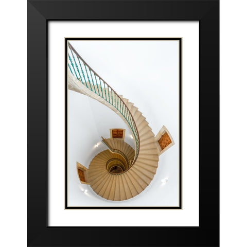 Triple Espiral Black Modern Wood Framed Art Print with Double Matting by Revuelto, David