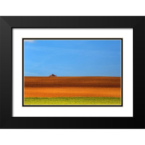 The Tractor Black Modern Wood Framed Art Print with Double Matting by Della Latta, Massimo