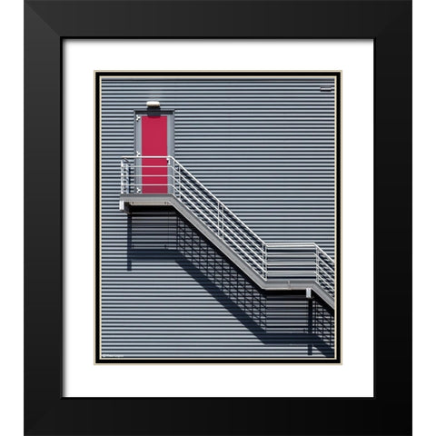 Upstairs To The Red Door Black Modern Wood Framed Art Print with Double Matting by Luycx, Theo