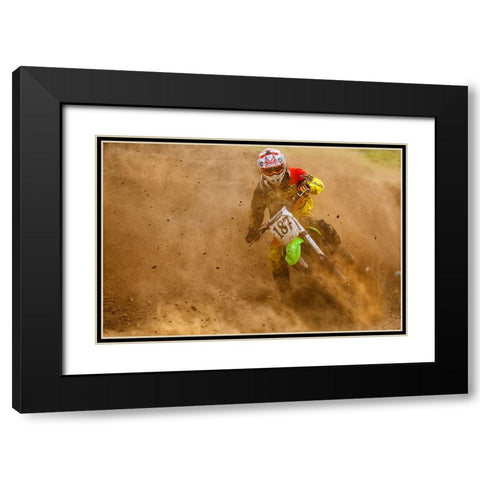Biker Black Modern Wood Framed Art Print with Double Matting by Gonzalez, Carlos