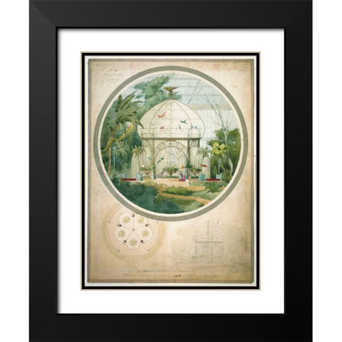 Aviary in a Wintergarden Black Modern Wood Framed Art Print with Double Matting by Chancel, Adrien