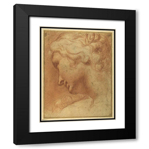 The Head of a Young Woman  Black Modern Wood Framed Art Print with Double Matting by Caracci, Agostino