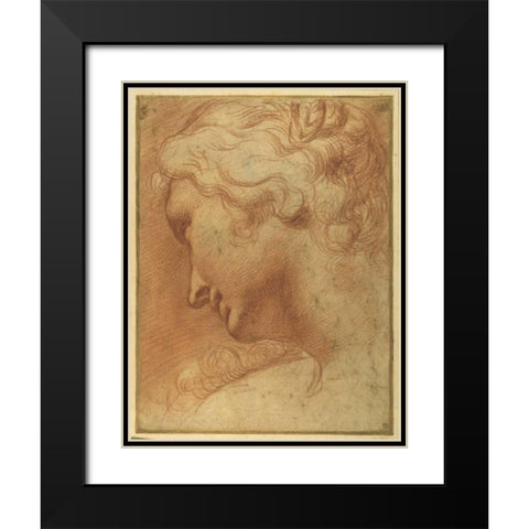 The Head of a Young Woman  Black Modern Wood Framed Art Print with Double Matting by Caracci, Agostino