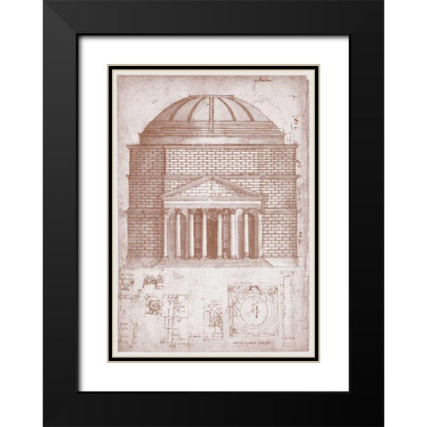 Section of the Pantheon Black Modern Wood Framed Art Print with Double Matting by Peruzzi, Baldassare