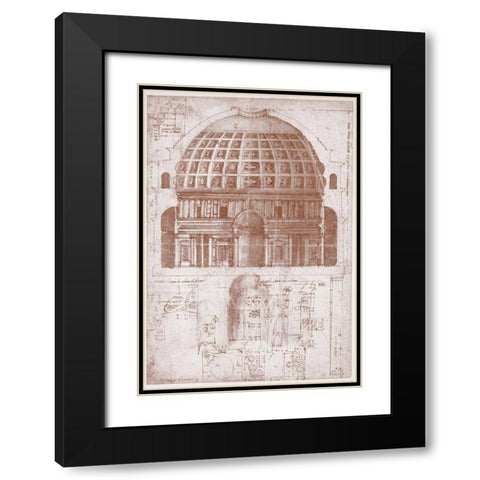 Section of the Pantheon Black Modern Wood Framed Art Print with Double Matting by Peruzzi, Baldassare