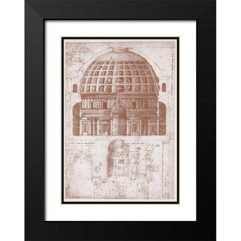 Section of the Pantheon Black Modern Wood Framed Art Print with Double Matting by Peruzzi, Baldassare