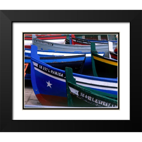 Fishing Boats, Morocco Black Modern Wood Framed Art Print with Double Matting by Blue, Cyril