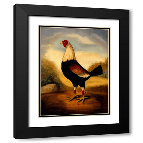 First Fighting Cock Black Modern Wood Framed Art Print with Double Matting by Churchill, Alexandra
