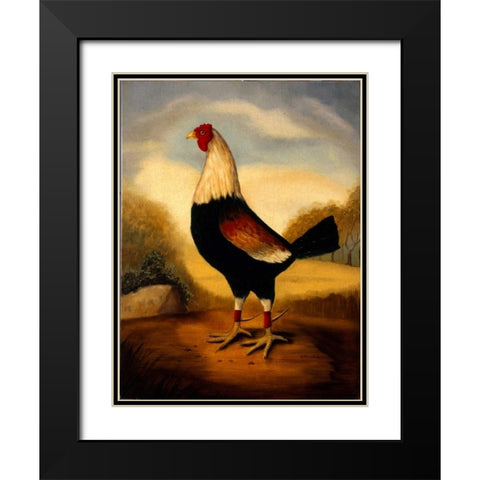 First Fighting Cock Black Modern Wood Framed Art Print with Double Matting by Churchill, Alexandra