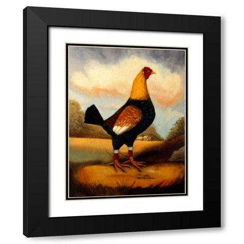 Second Fighting Cock Black Modern Wood Framed Art Print with Double Matting by Churchill, Alexandra