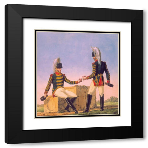 French Army, 1er Regiment de Cuirassiers Black Modern Wood Framed Art Print with Double Matting by Vernet, Carle