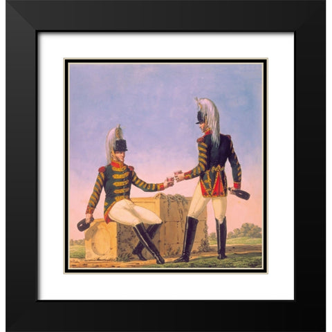 French Army, 1er Regiment de Cuirassiers Black Modern Wood Framed Art Print with Double Matting by Vernet, Carle
