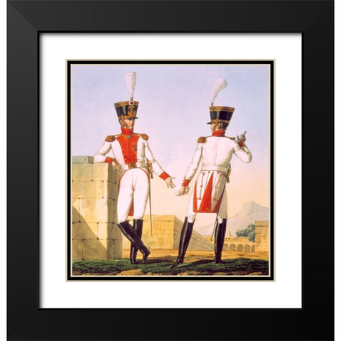 French Army, Bataillion de la Garde de Paris Black Modern Wood Framed Art Print with Double Matting by Vernet, Carle