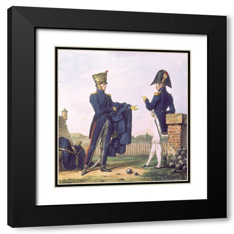 French Army, Artilleurs Black Modern Wood Framed Art Print with Double Matting by Vernet, Carle