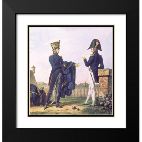French Army, Artilleurs Black Modern Wood Framed Art Print with Double Matting by Vernet, Carle