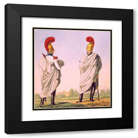 French Army, Reg de Carabiniers Black Modern Wood Framed Art Print with Double Matting by Vernet, Carle