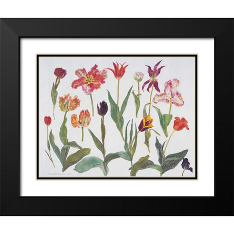 Tulips Black Modern Wood Framed Art Print with Double Matting by Blackadder, Elizabeth