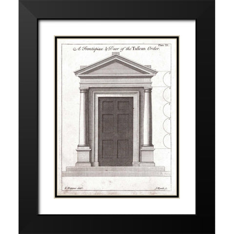 Door,Tuscan Order Black Modern Wood Framed Art Print with Double Matting by Hoppus, Edward