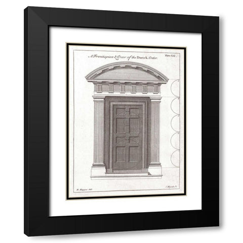 Door, Doric Order Black Modern Wood Framed Art Print with Double Matting by Hoppus, Edward