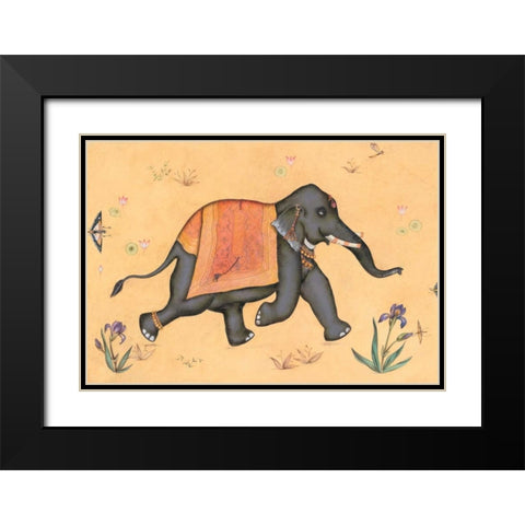 Elephant-Indian Animals Black Modern Wood Framed Art Print with Double Matting by Gynn, Fran