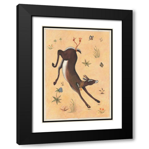 Black Deer-Doe-Indian Animals Black Modern Wood Framed Art Print with Double Matting by Gynn, Fran