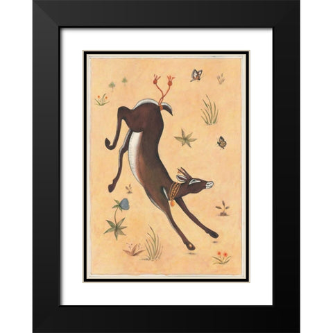 Black Deer-Doe-Indian Animals Black Modern Wood Framed Art Print with Double Matting by Gynn, Fran