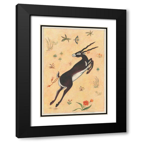 Black Deer-Buck-Indian Animals Black Modern Wood Framed Art Print with Double Matting by Gynn, Fran