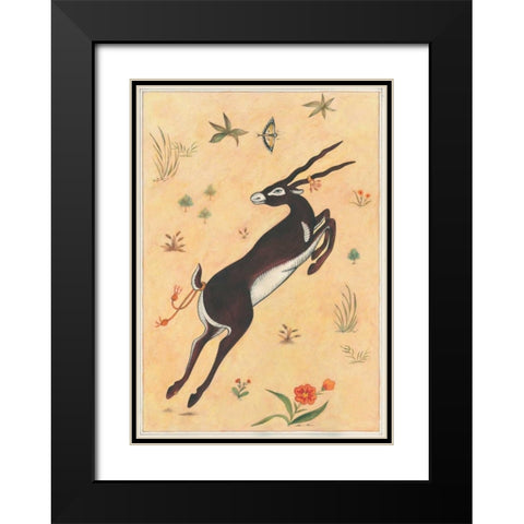 Black Deer-Buck-Indian Animals Black Modern Wood Framed Art Print with Double Matting by Gynn, Fran