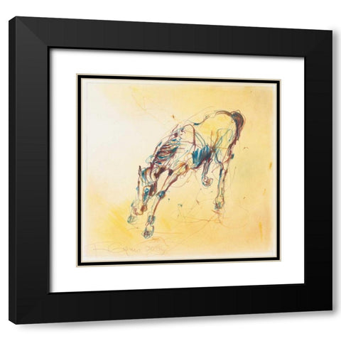 Bucking Horse Study Black Modern Wood Framed Art Print with Double Matting by Gynn, Fran