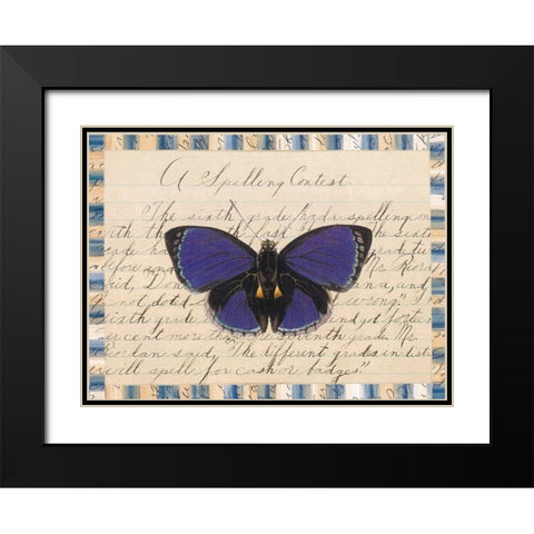 Butterfly Collage, Spelling Contest Black Modern Wood Framed Art Print with Double Matting by Gould-Porter, William