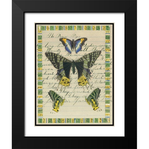 Butterfly Collage, Peace Pipe Black Modern Wood Framed Art Print with Double Matting by Gould-Porter, William