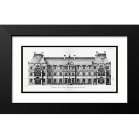 Palais du Luxembourg, Elevation- Courtyard Black Modern Wood Framed Art Print with Double Matting by Blondel, Jacques Francois