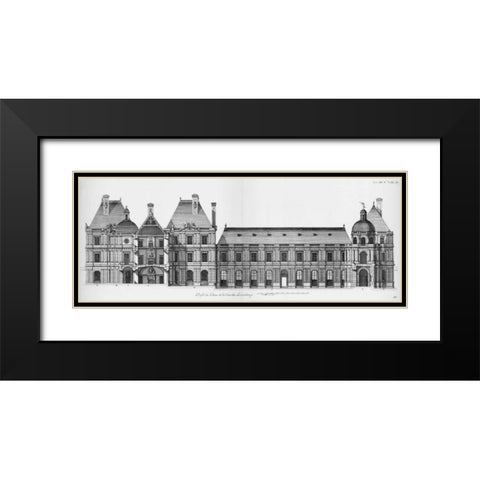 Palais du Luxembourg, Elevation and Section Black Modern Wood Framed Art Print with Double Matting by Blondel, Jacques Francois
