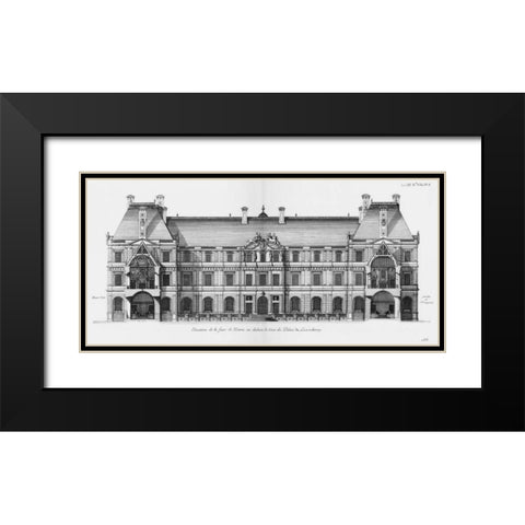 Palais du Luxembourg, Elevation- Garden Black Modern Wood Framed Art Print with Double Matting by Blondel, Jacques Francois