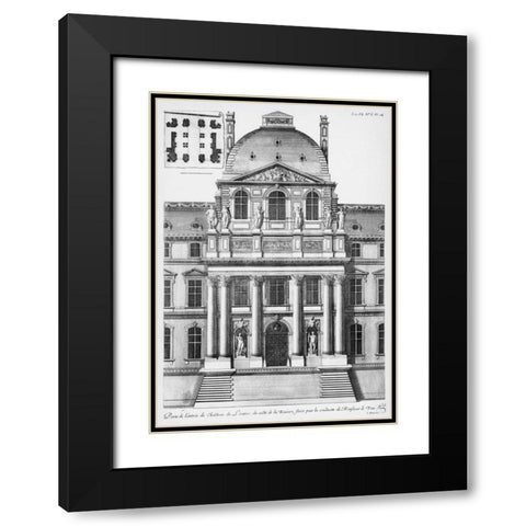 Louvre, Elevation of Entrance, South Facade Black Modern Wood Framed Art Print with Double Matting by Blondel, Jacques Francois