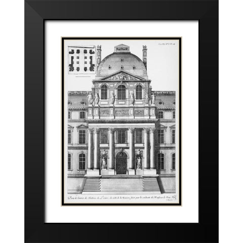 Louvre, Elevation of Entrance, South Facade Black Modern Wood Framed Art Print with Double Matting by Blondel, Jacques Francois