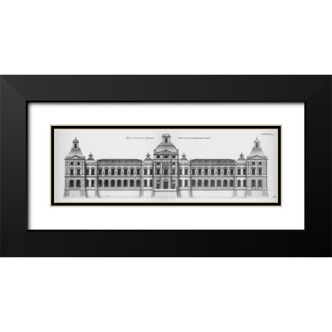 Louvre, Elevation of the Principal Facade Black Modern Wood Framed Art Print with Double Matting by Blondel, Jacques Francois