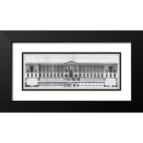 Louvre, Principal Facade Black Modern Wood Framed Art Print with Double Matting by Blondel, Jacques Francois