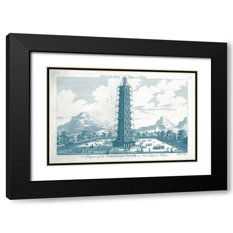 Porcelain Tower in Nanking Black Modern Wood Framed Art Print with Double Matting by Moore, John
