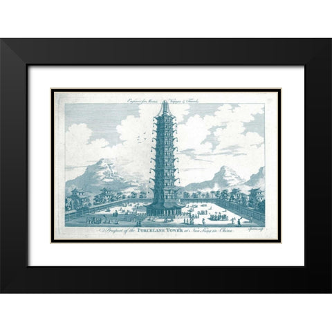 Porcelain Tower in Nanking Black Modern Wood Framed Art Print with Double Matting by Moore, John