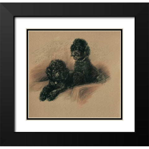 Poodles Black Modern Wood Framed Art Print with Double Matting by Dawson, Lucy