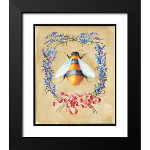 Honey Bee and Lavender Black Modern Wood Framed Art Print with Double Matting by Neil, Lucy