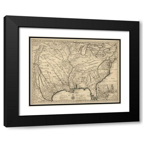 Louisiana Black Modern Wood Framed Art Print with Double Matting by De LIsle, Guillaume