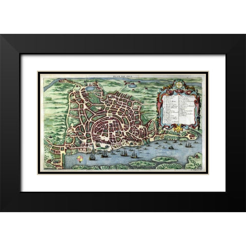 Plan de Goa Black Modern Wood Framed Art Print with Double Matting by Francois, Antoine