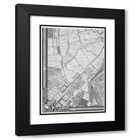 Roque Sectional map of London 1748 Black Modern Wood Framed Art Print with Double Matting by Roque, John