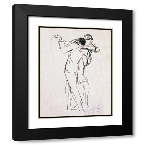 Dancers Black Modern Wood Framed Art Print with Double Matting by Vertes, Marcel