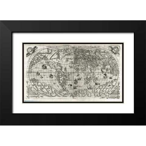 Universale Desrcittione di tutta le Terra Black Modern Wood Framed Art Print with Double Matting by Paolo Forlani