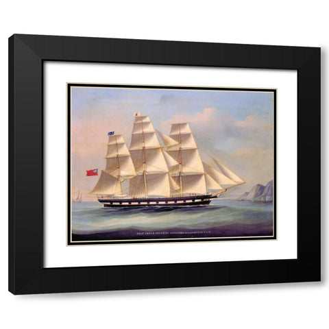 Barque Troas entering Hong Kong Black Modern Wood Framed Art Print with Double Matting by Anonymous, Chinese 1866